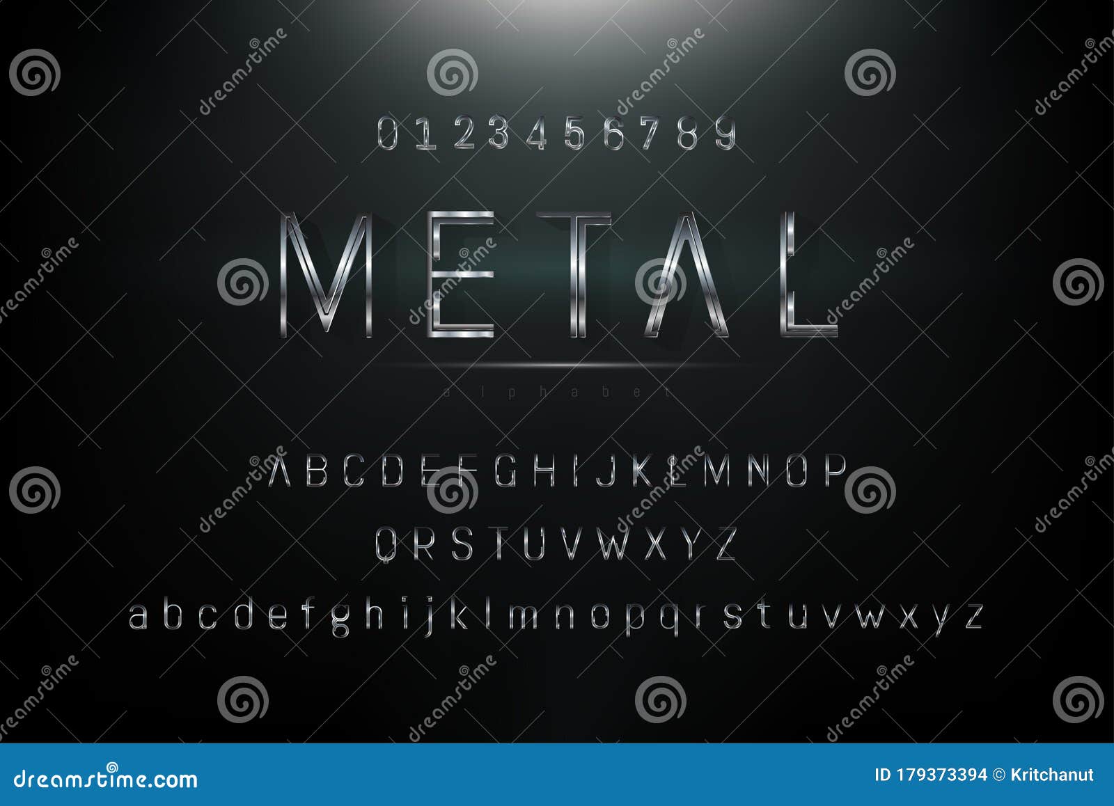 shiny silver gray metalic theme alphabet font set