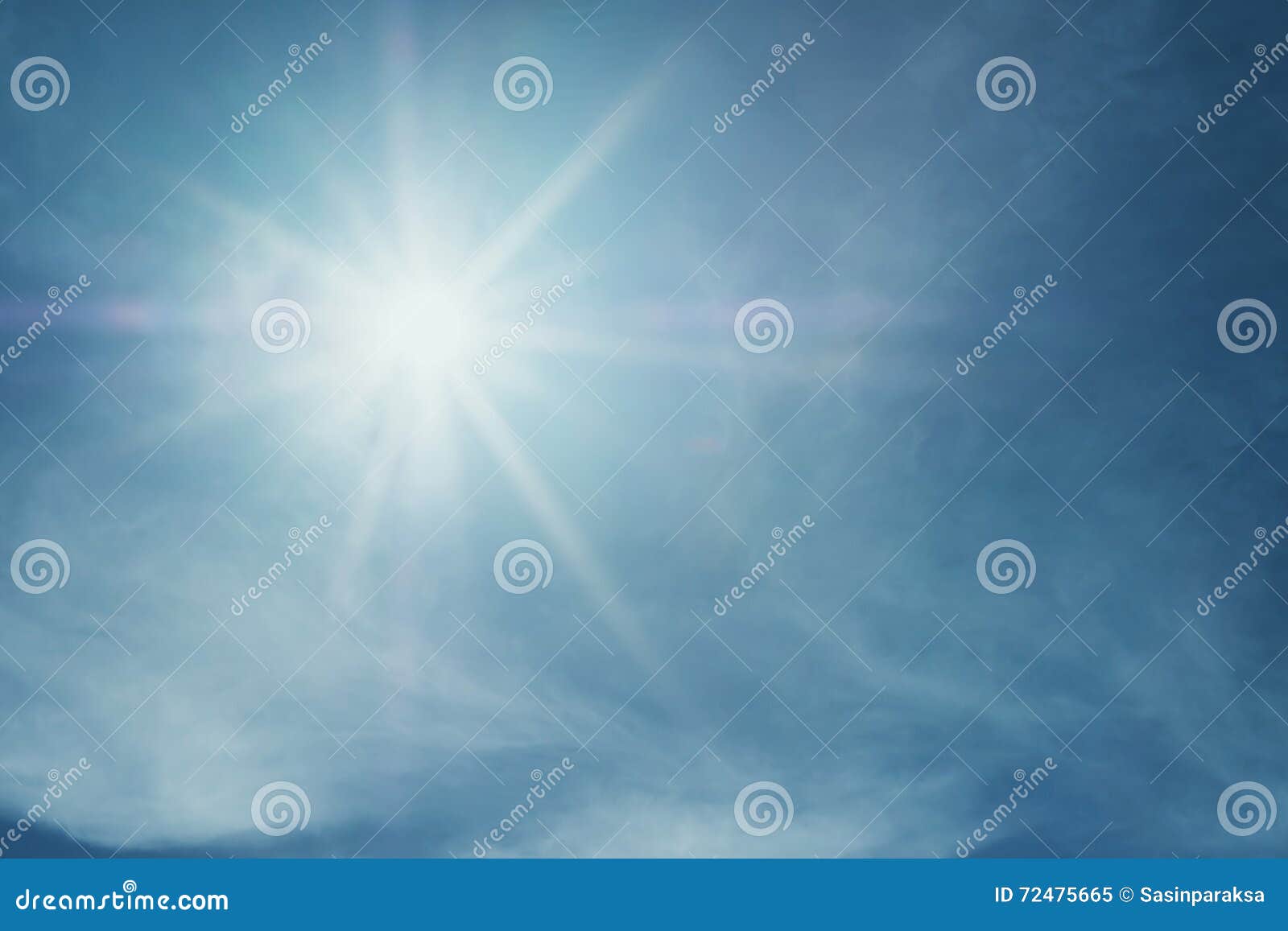 Shiny Sun Lens Flare on Blue Sky Stock Image Image of copy, flare