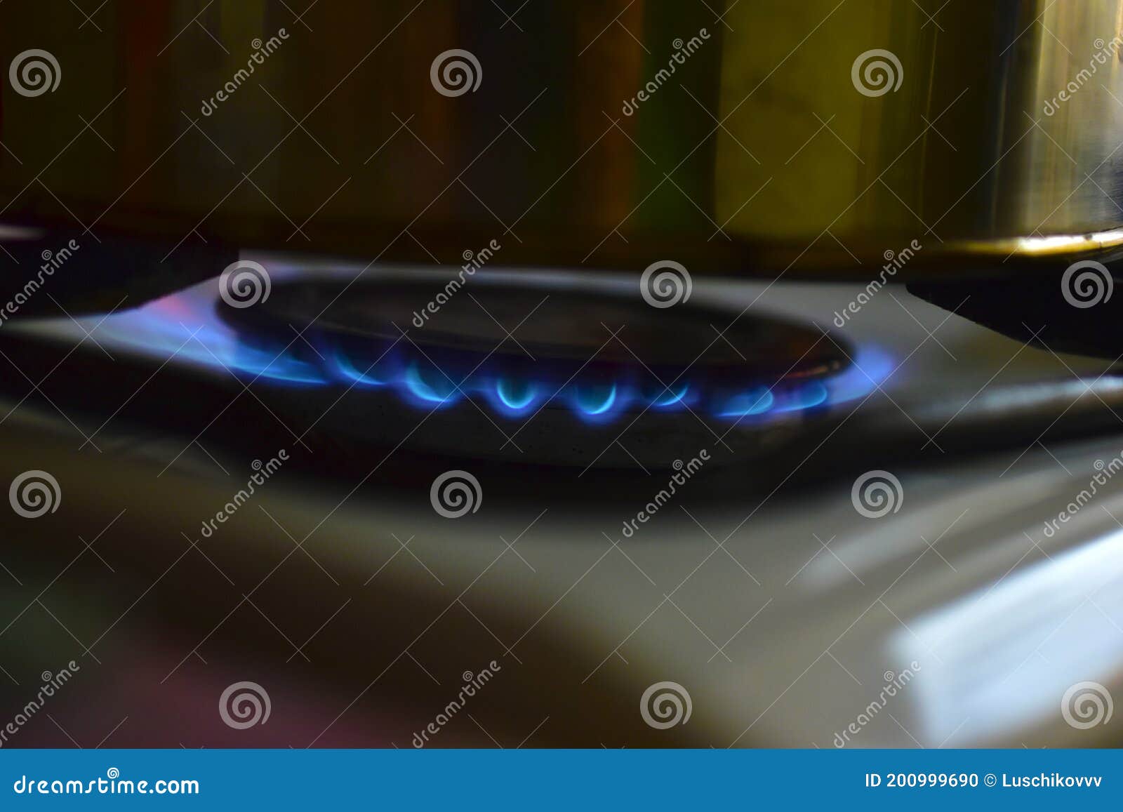 Shiny Teapot on a Gas Burner on the Stove Stock Photo Image of drink