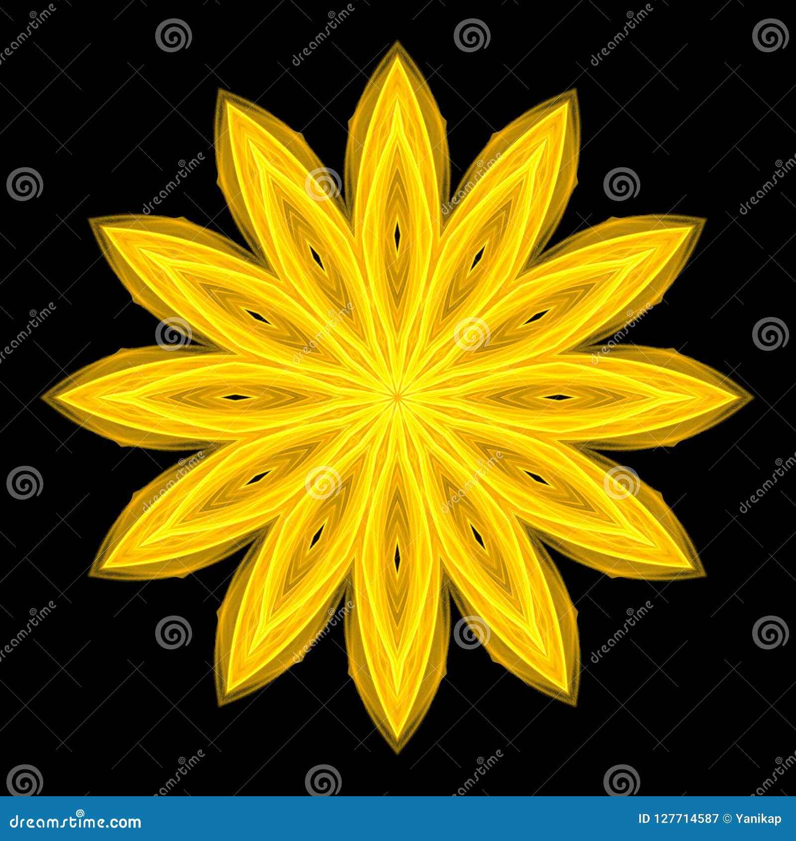 Shiny Yellow Circle Pattern Isolated on Black Background Stock