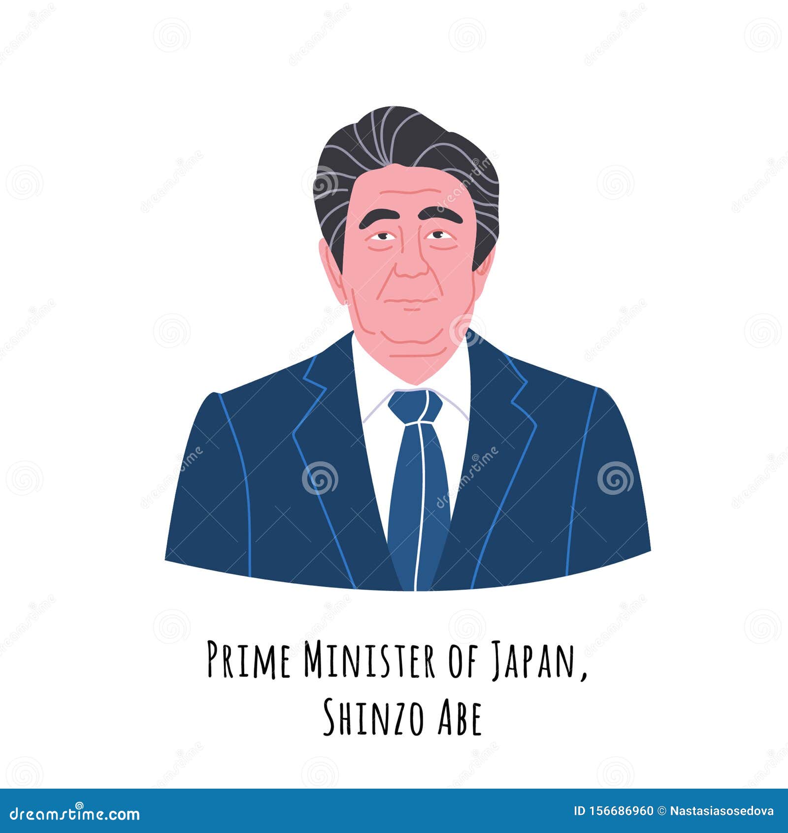 Shinzo Abe Portrait Illustration Editorial Image - Illustration of artwork,  head: 156686960