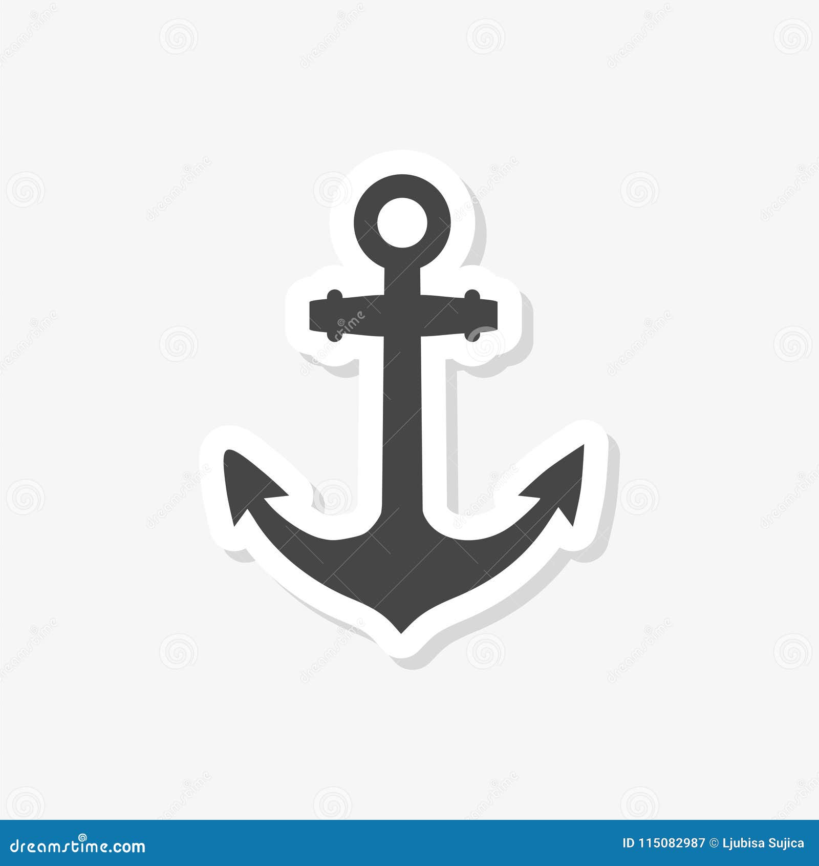 Ship Anchor or Boat Anchor Flat Sticker, Simple Vector Icon Stock Vector -  Illustration of beach, attach: 115082987