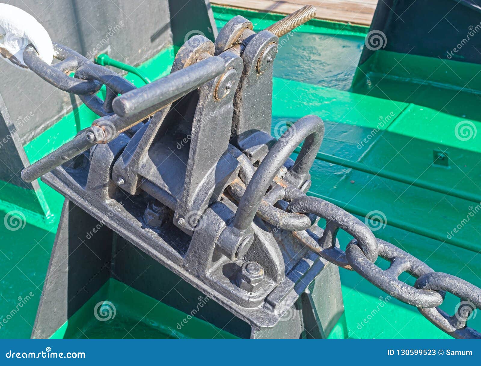 Ship Anchor Chain on the Boat Stock Image Image of hoist, boat 130599523