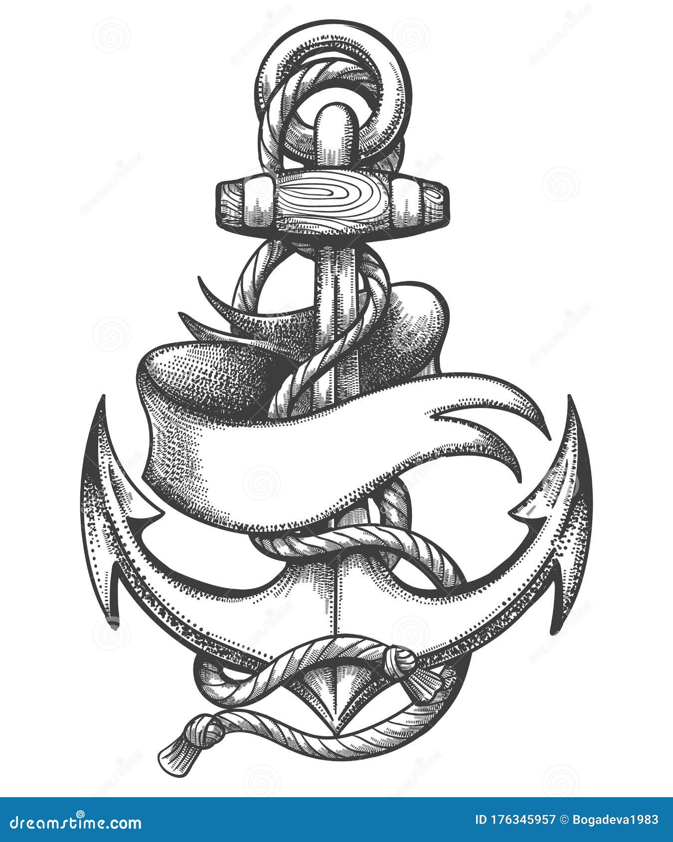 Ship Anchor and Ribbon Old School Tattoo Stock Vector - Illustration of ...