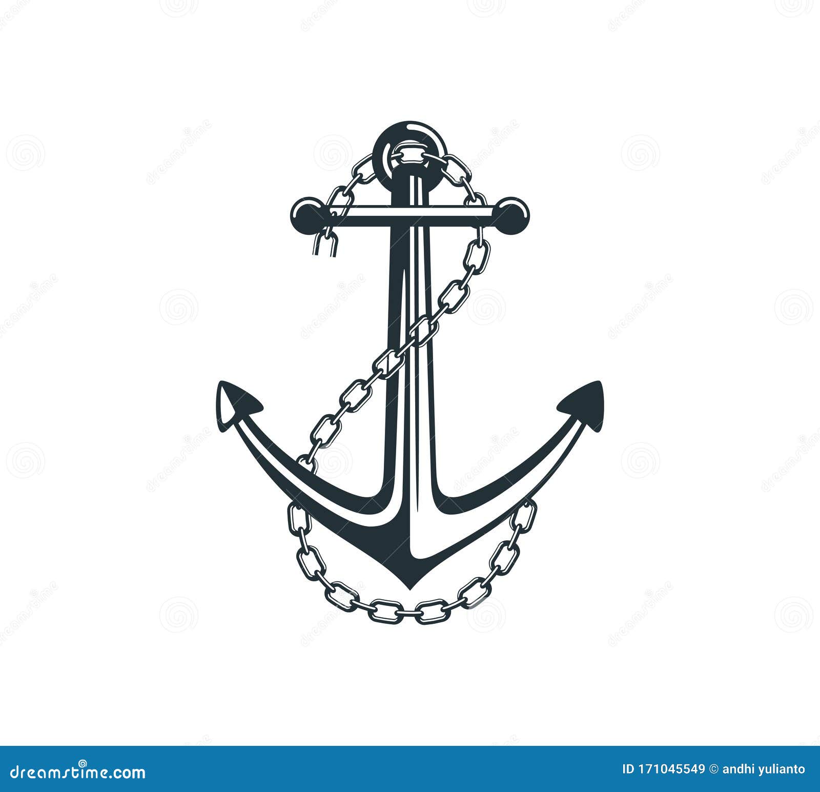 Ship Anchor with Steel Chain Vector Graphic Design for Logo and