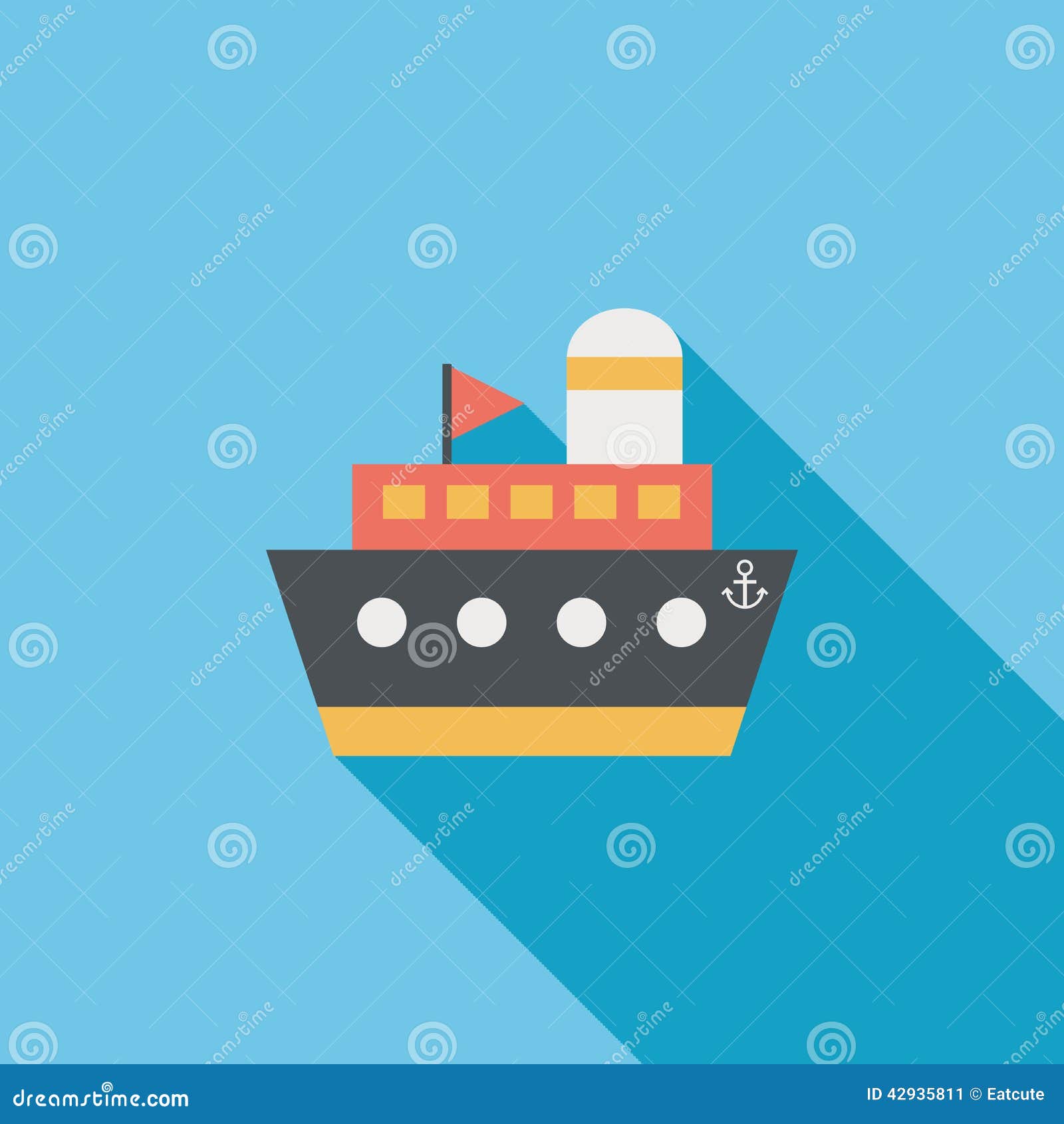 Ship, Boat Flat Icon With Long Shadow Stock Vector - Illustration of