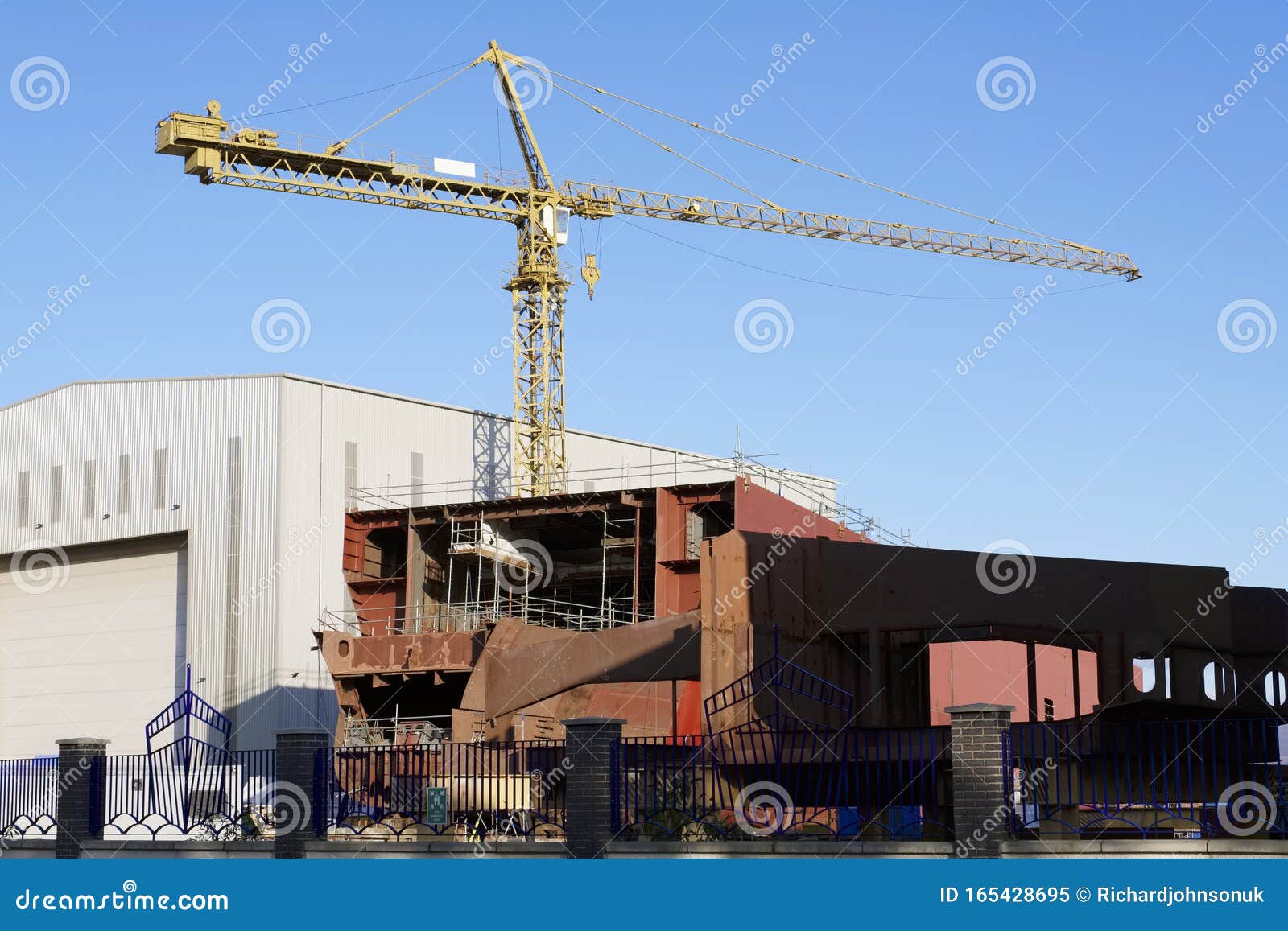 ship building and crane in port glasgow ferguson shipbuilding scaffold dock harbor harbour