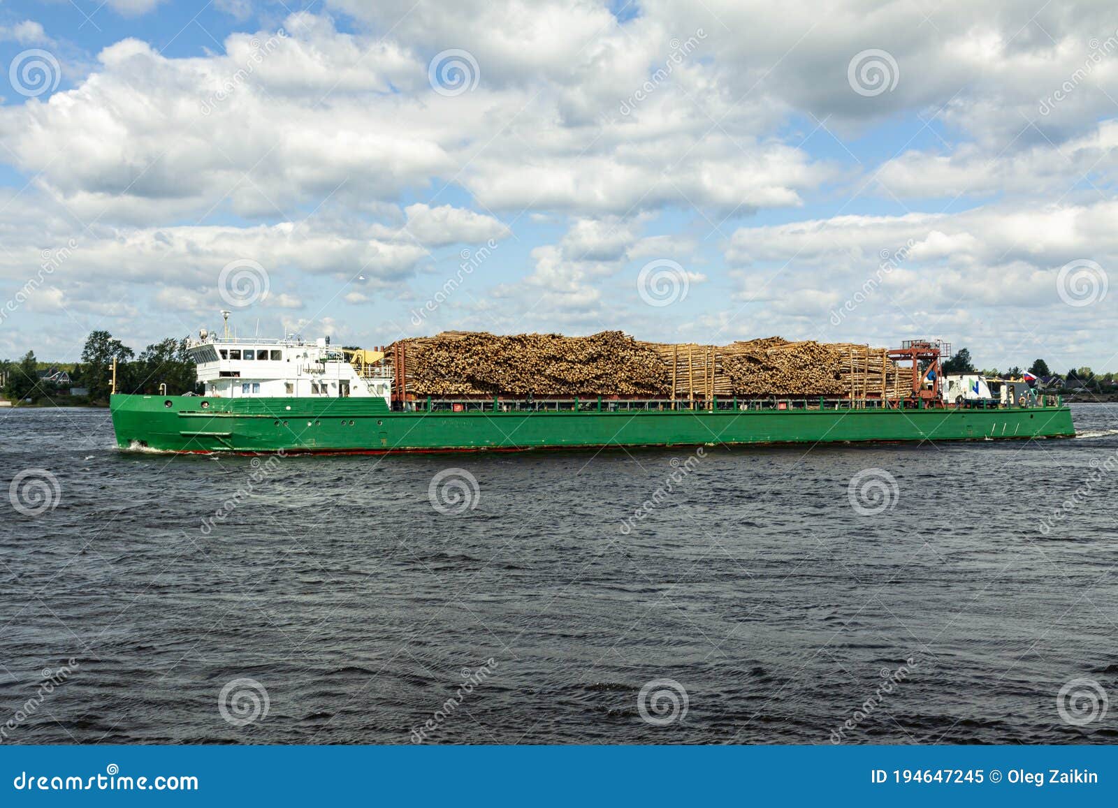 The Ship is Carrying Logs Along the River Stock Image Image of port