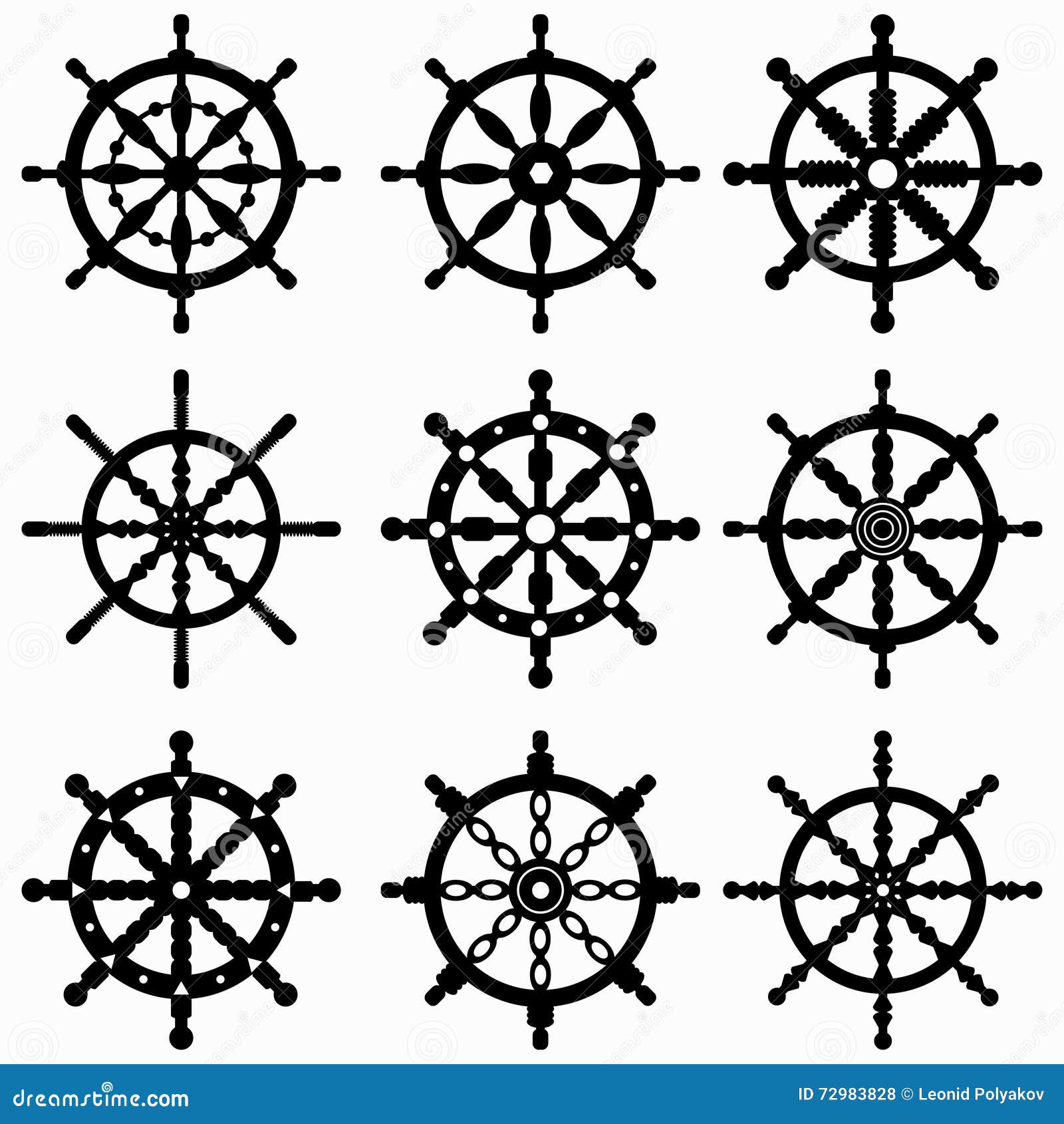 Ship Control Wheel Icon Collection Stock Vector Illustration of equipment, helm 72983828
