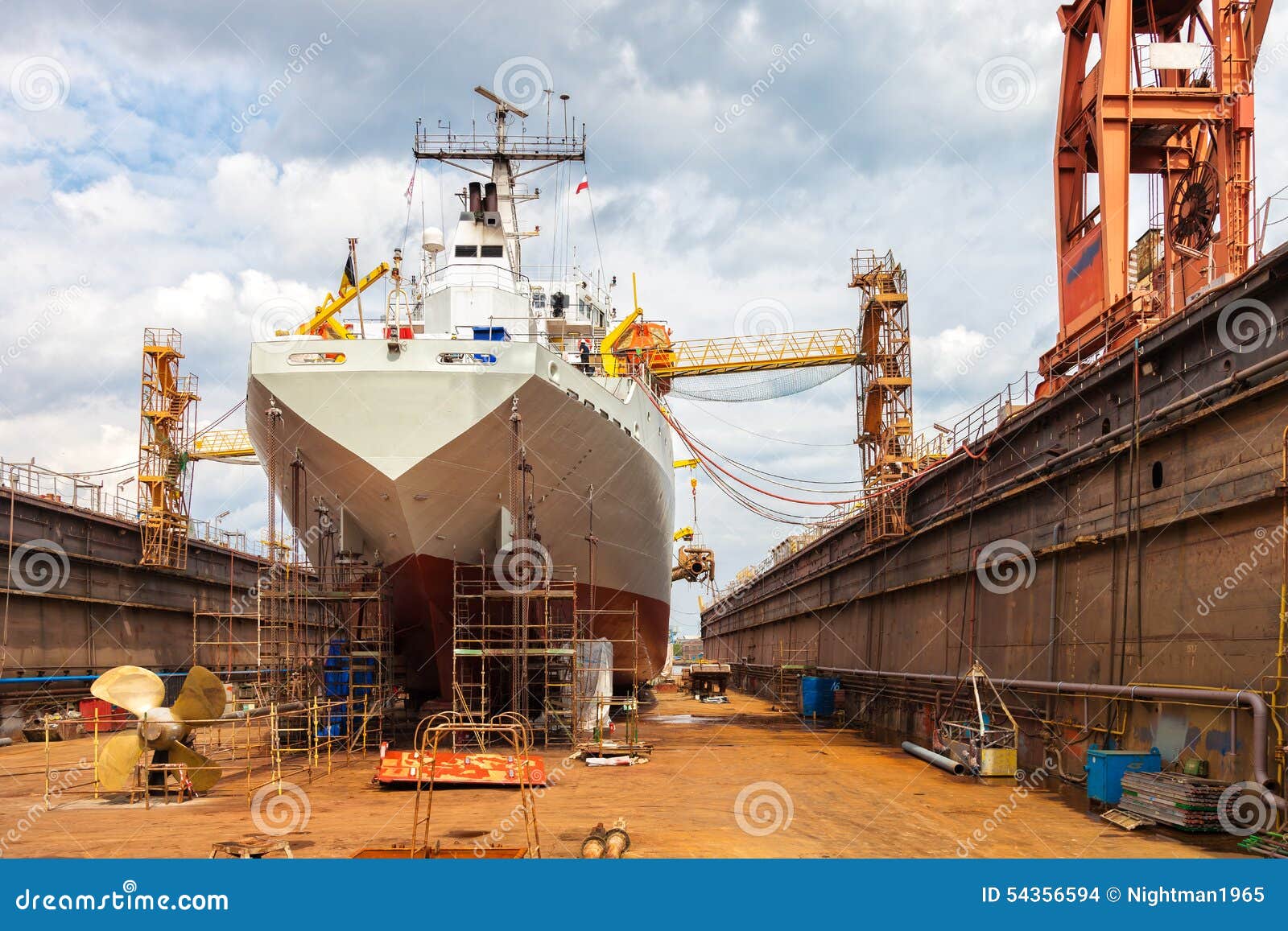 Ship in dry dock stock photo. Image of factory, polish 54356594
