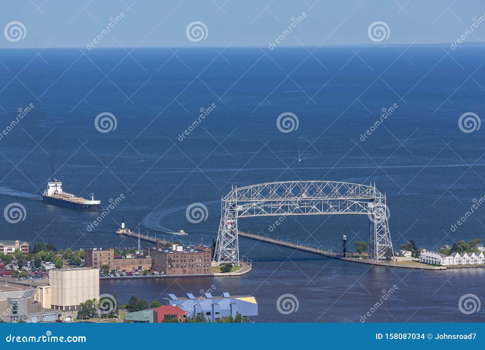 A Ship Entering Duluth Harbor Stock Photo Image of industry