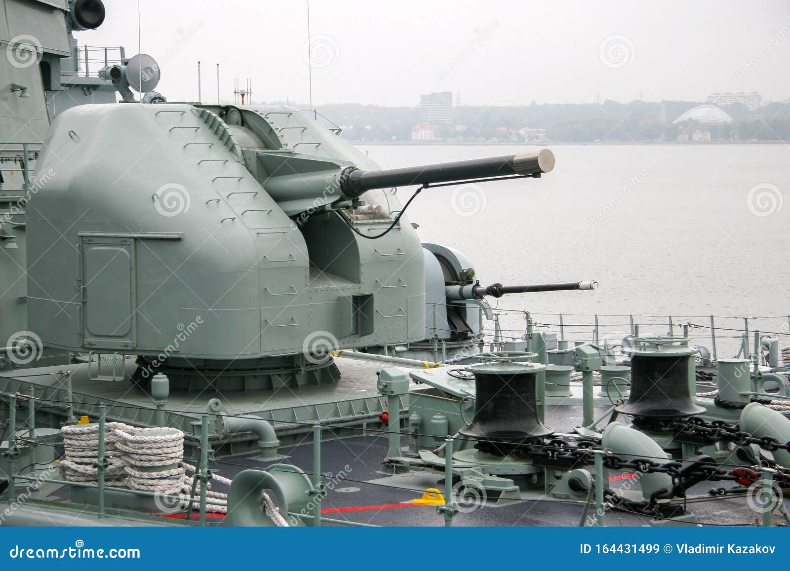 Ship Gun with a Hatch and a Compartment for a Man on a Ship with a