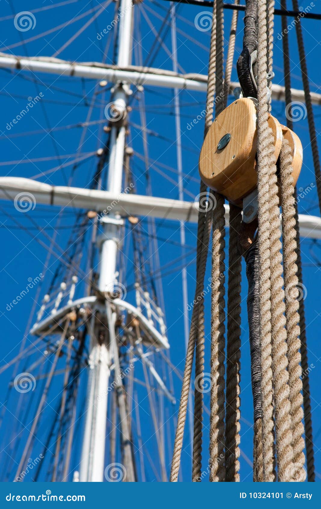 Ship pulley and rope stock image. Image of spar, winch - 10324101