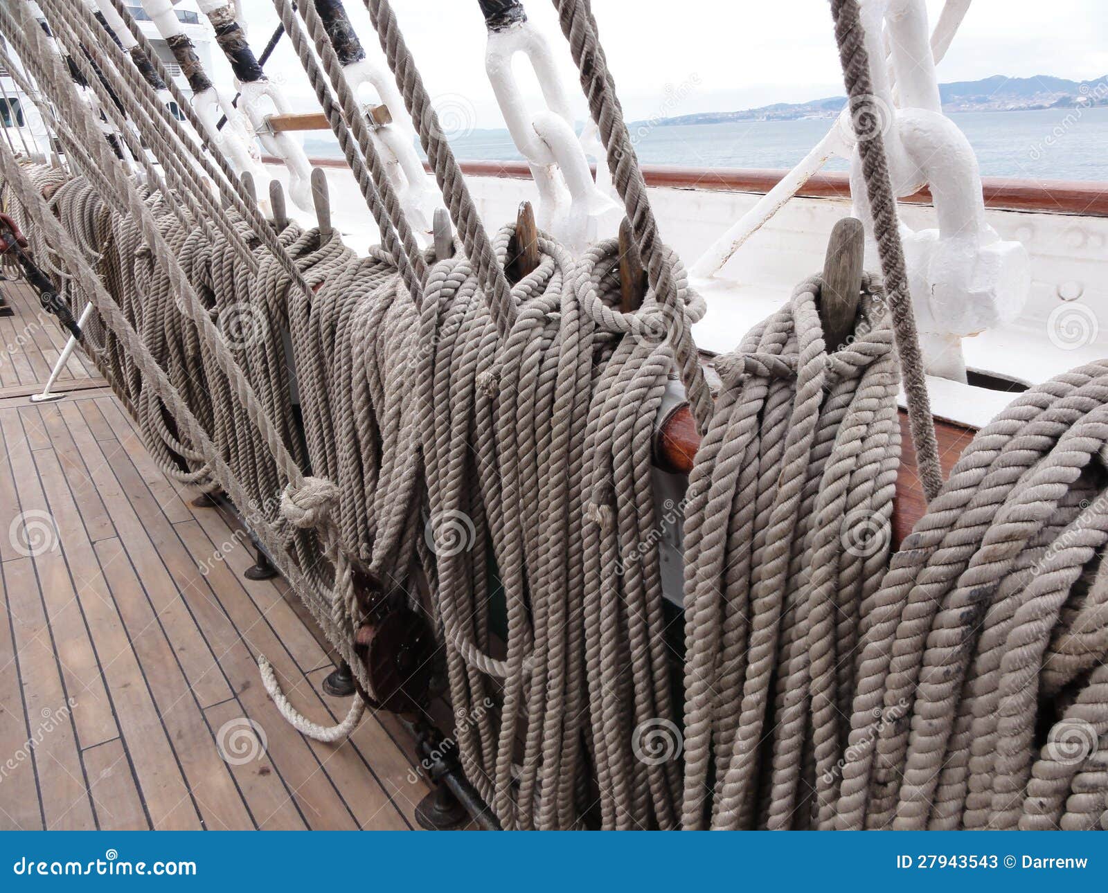 Ship rope stock image. Image of rigging, rope, deck, equipment