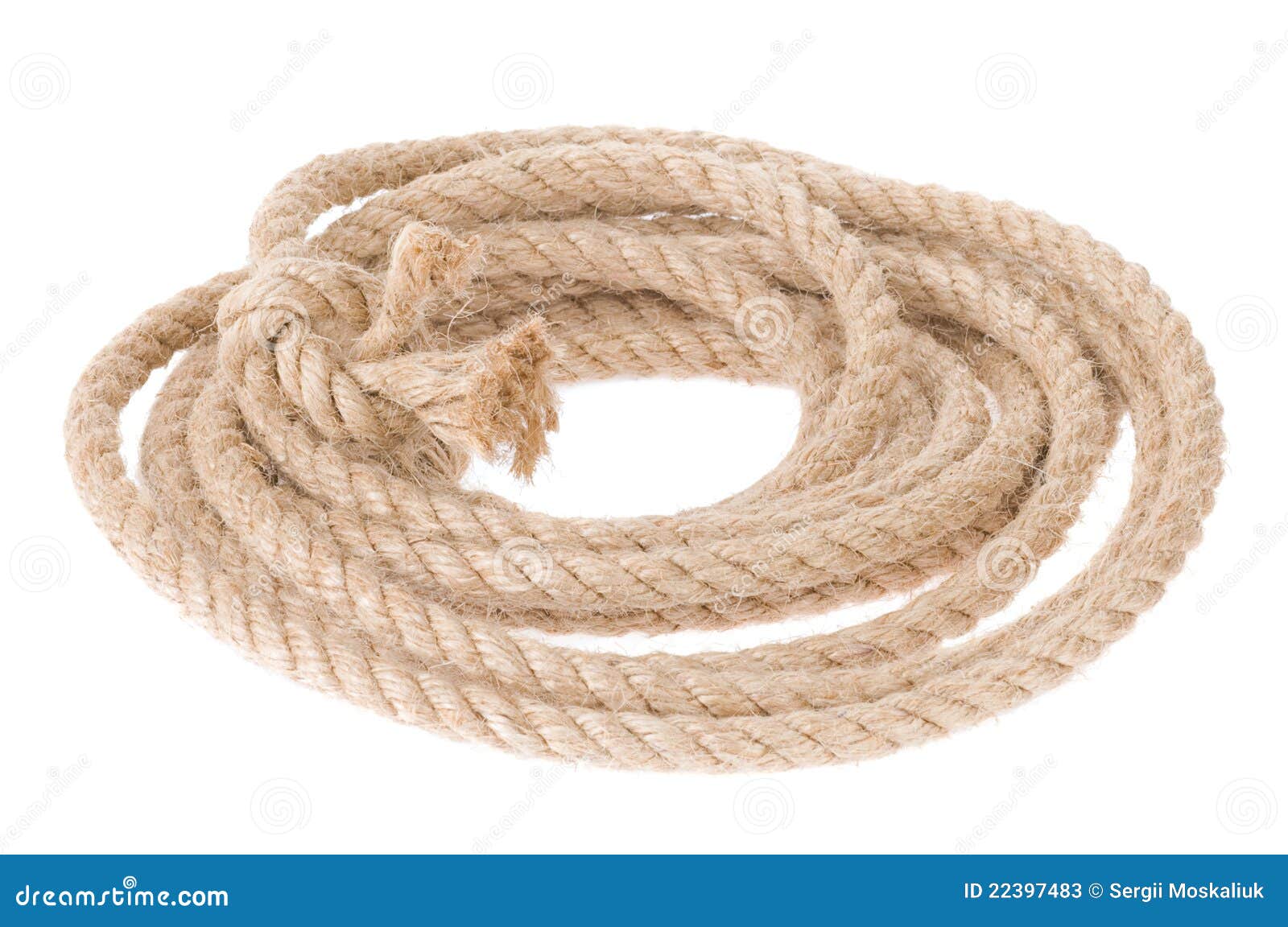 Ship Rope with Knot on White Stock Image - Image of piece
