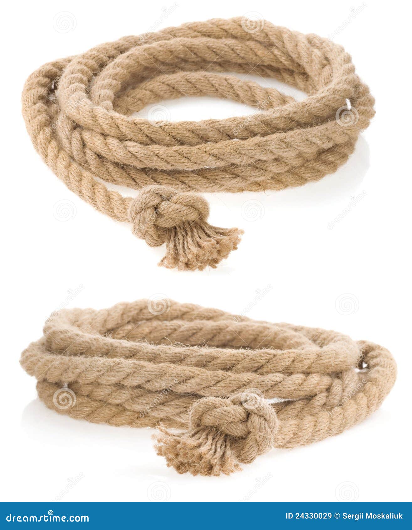 Ship Rope Tied with Knot Isolated on White Stock Image - Image of