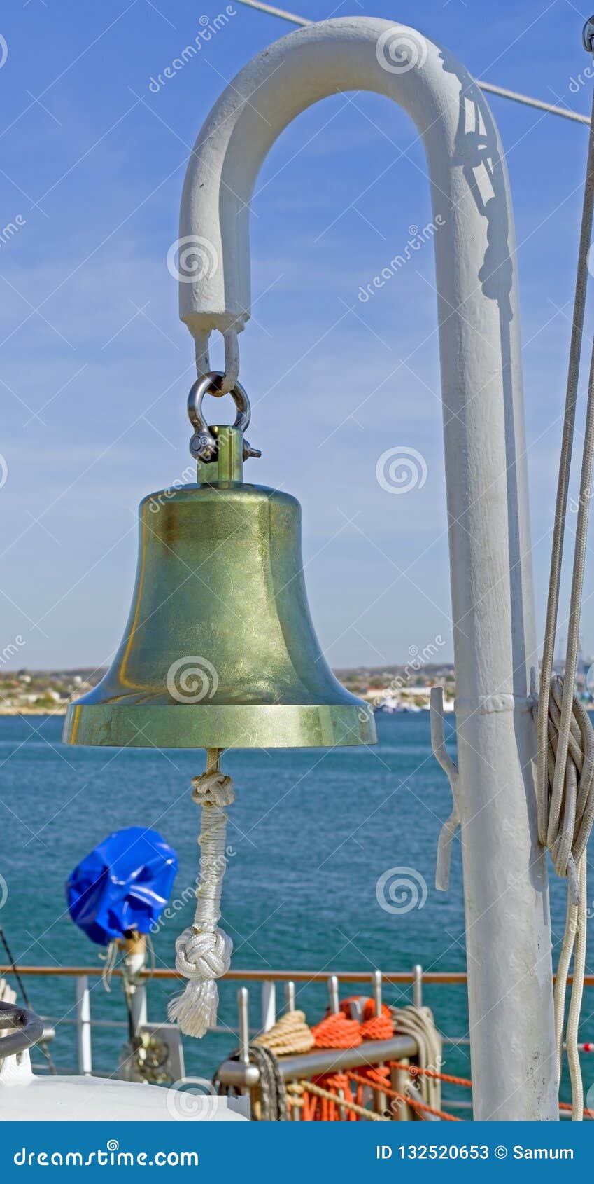 Ship`s Bell on Old Sailing Ship Stock Image Image of cruise, ship