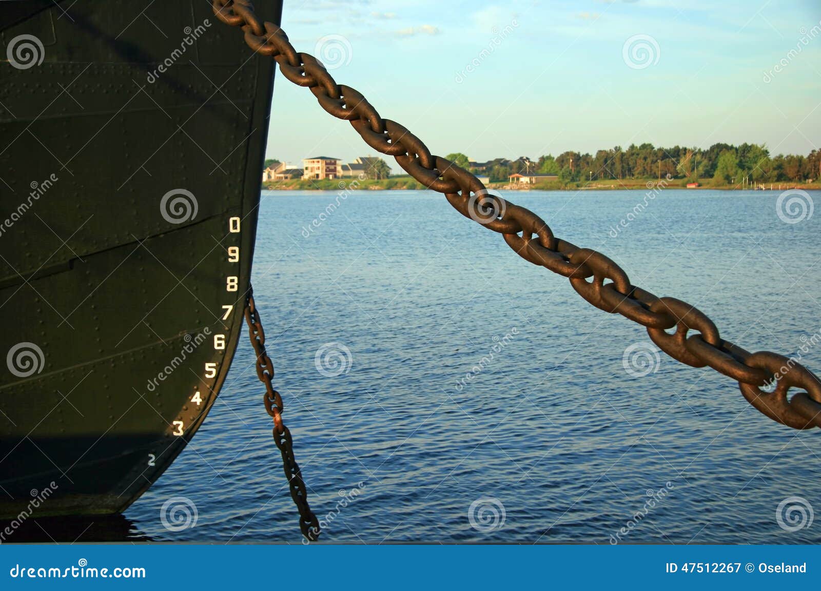 Ship S Bow and Anchor Chain Stock Image - Image of michigan, blue: 47512267