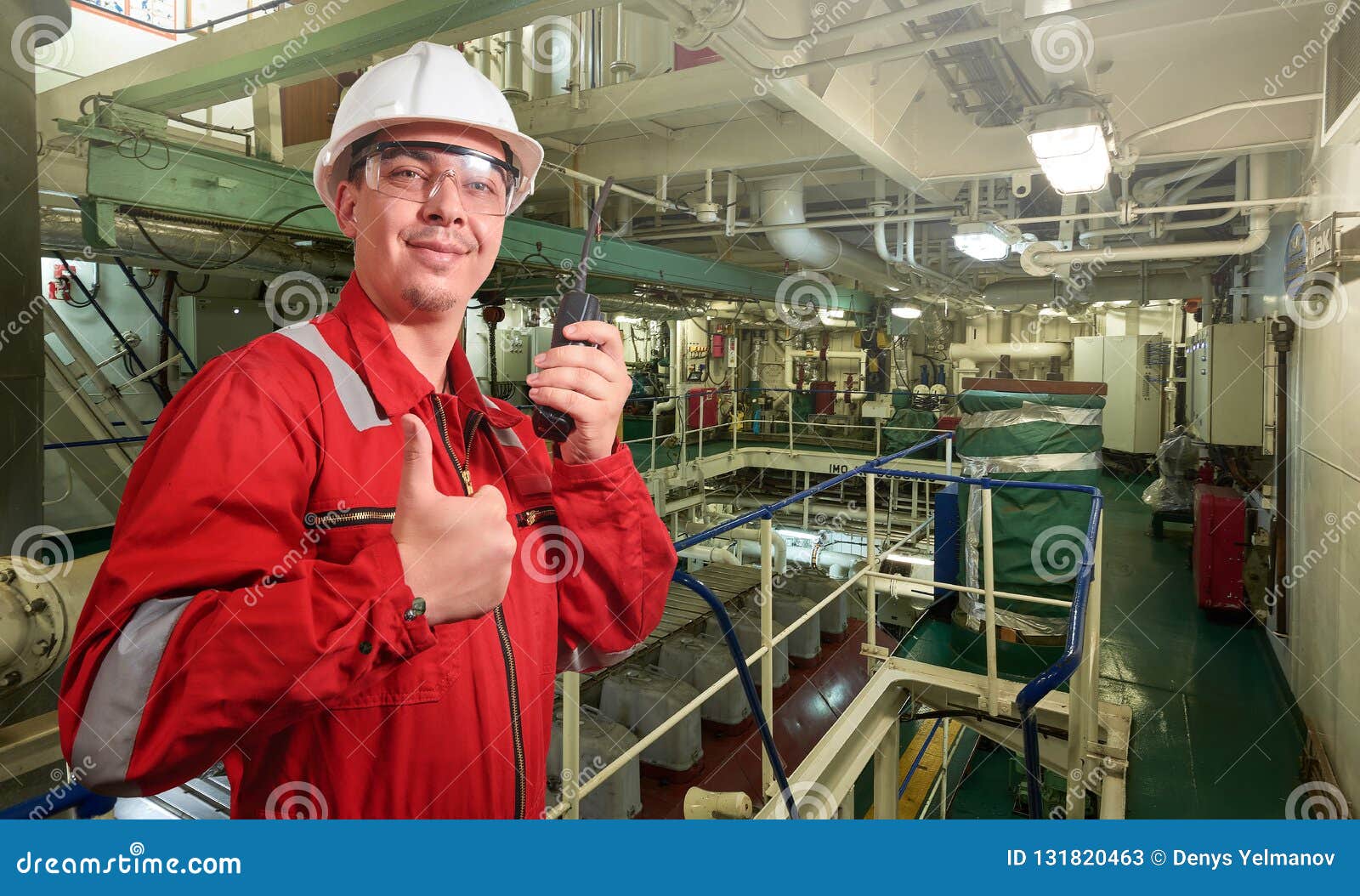 Ship`s Mechanic Near Marine Diesel Generators On A ...