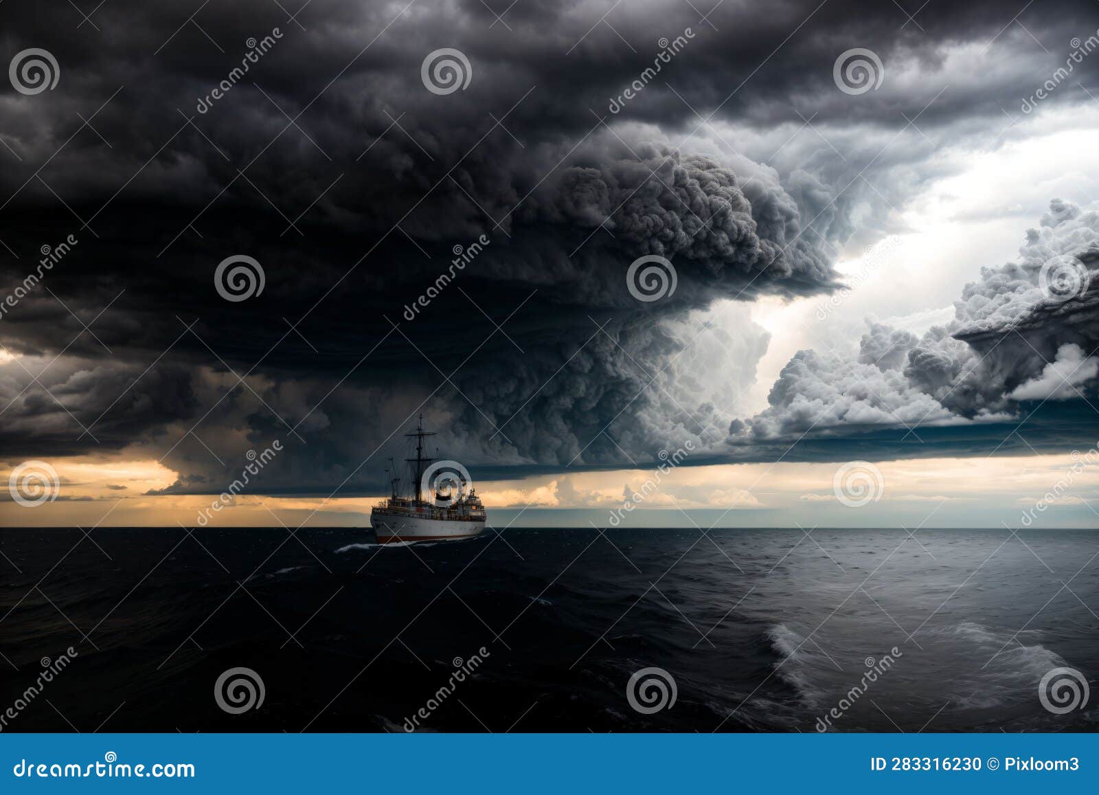 A Ship S Wheel Steering into a Storm of Celestial Clouds Stock