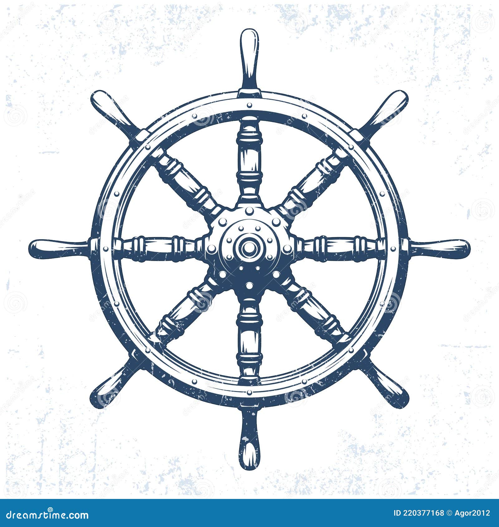 Ship S Wheel Vintage Grunge Vector Illustration Stock Vector - Illustration  Of Marine, Wheel: 220377168