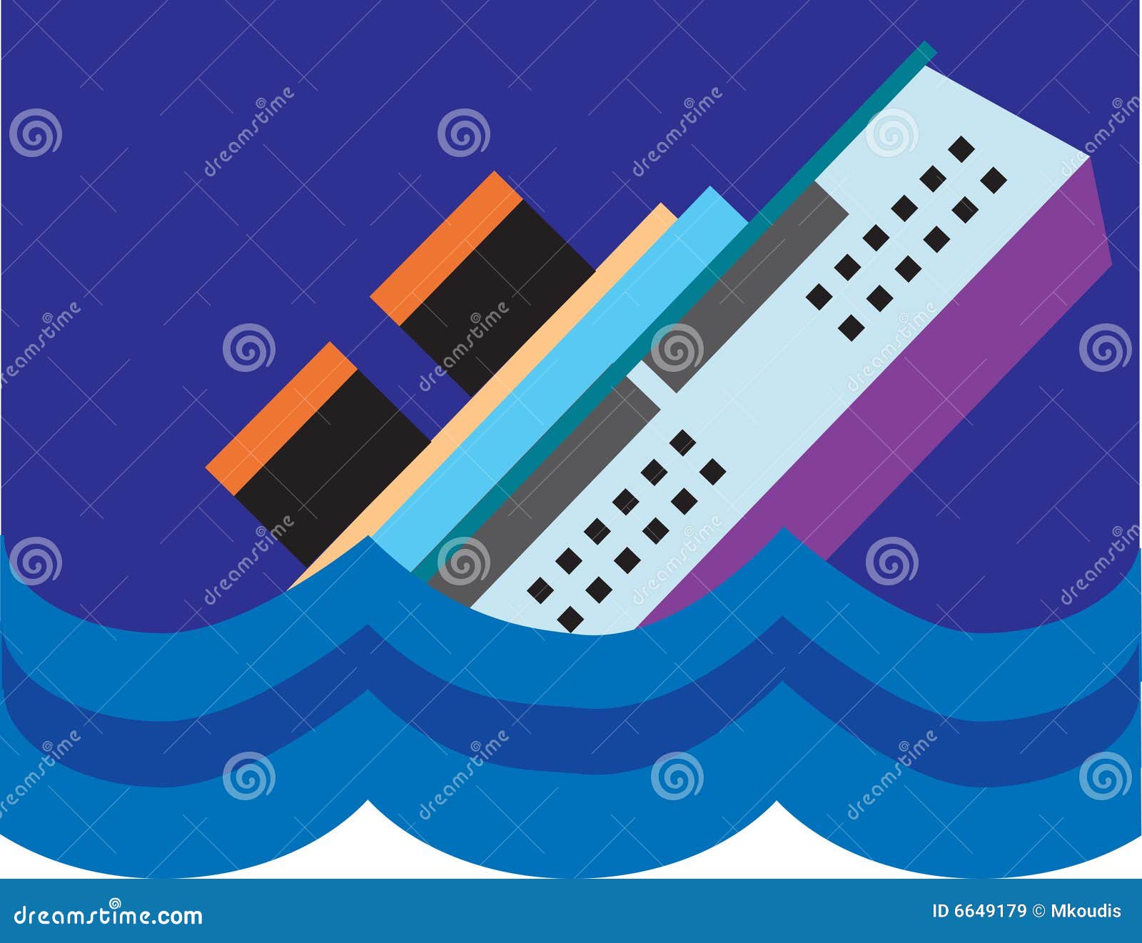 Ship Sinking Stock Vector Illustration Of Waves Boat 6649179
