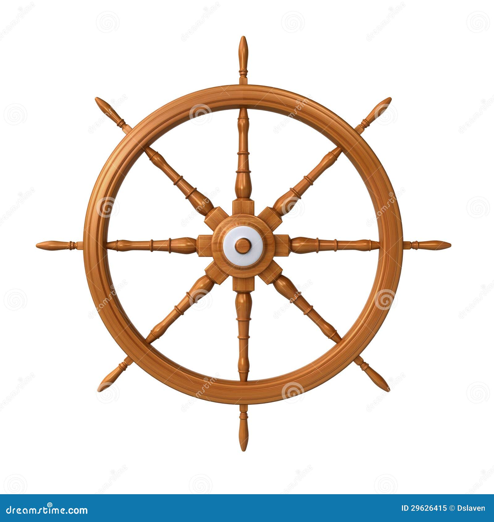 Wooden ship steering wheel isolated on the white background (3d render 