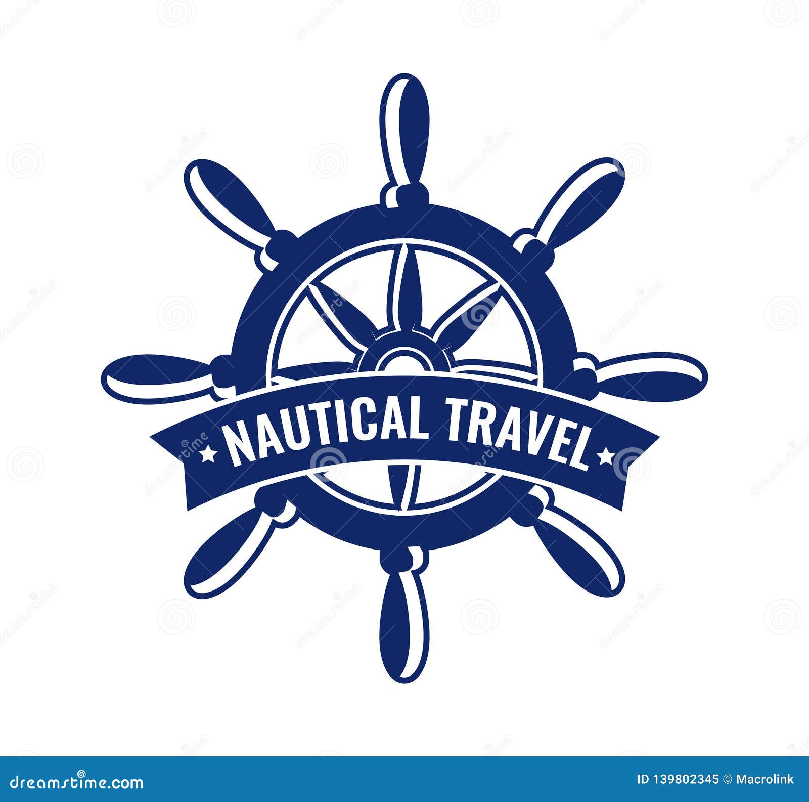 Ship Steering Wheel with Caption, Vector Emblem Stock Vector Illustration of print, ship