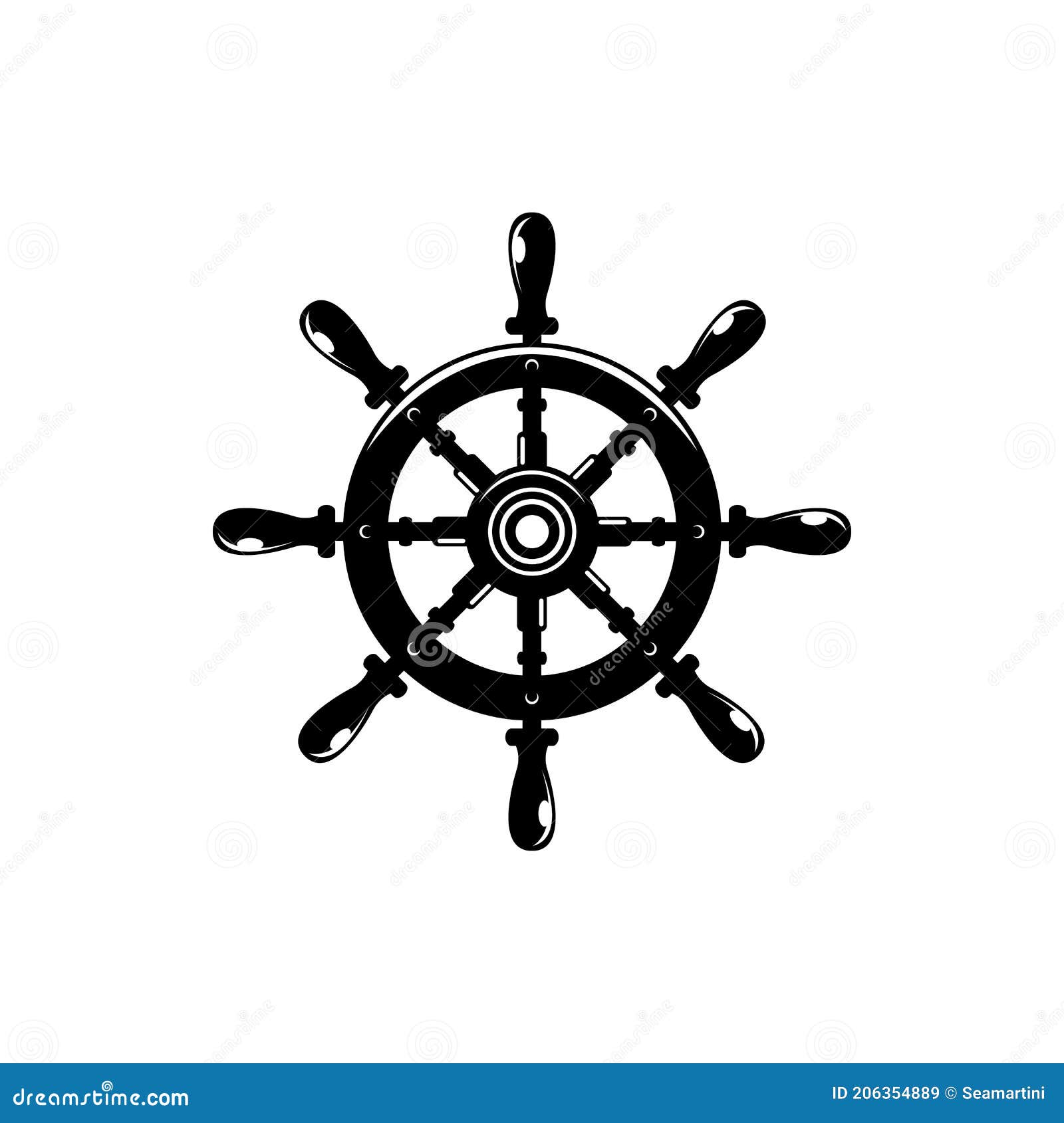 Ship Steering Wheel Contour Vector Illustration Stock Vector - Illustration  Of Isolated, Captain: 206354889