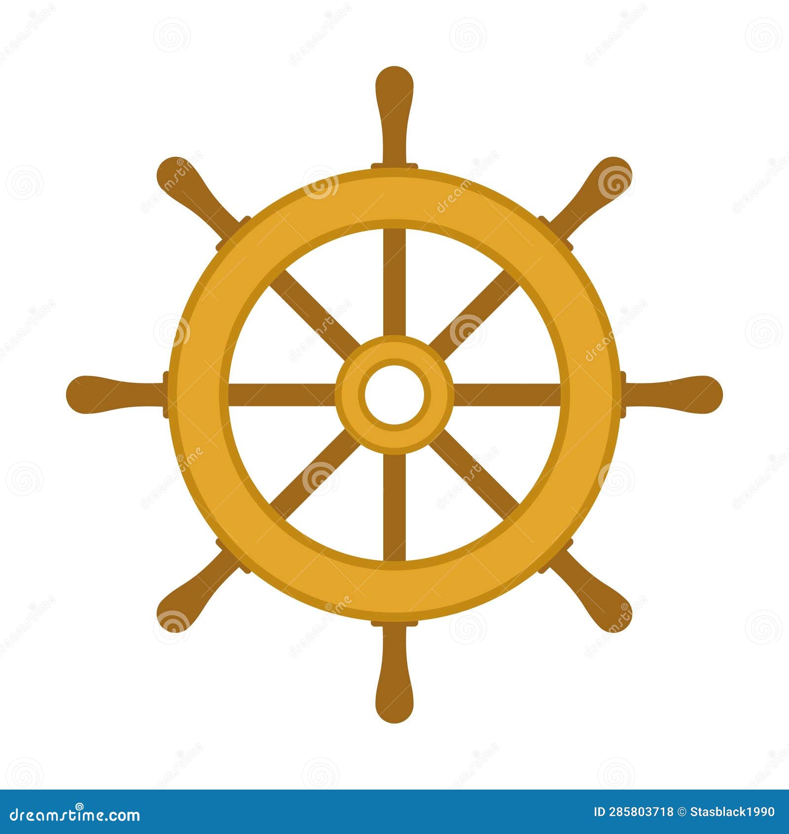 Ship Steering Wheel Icon on a White Background. Stock Vector