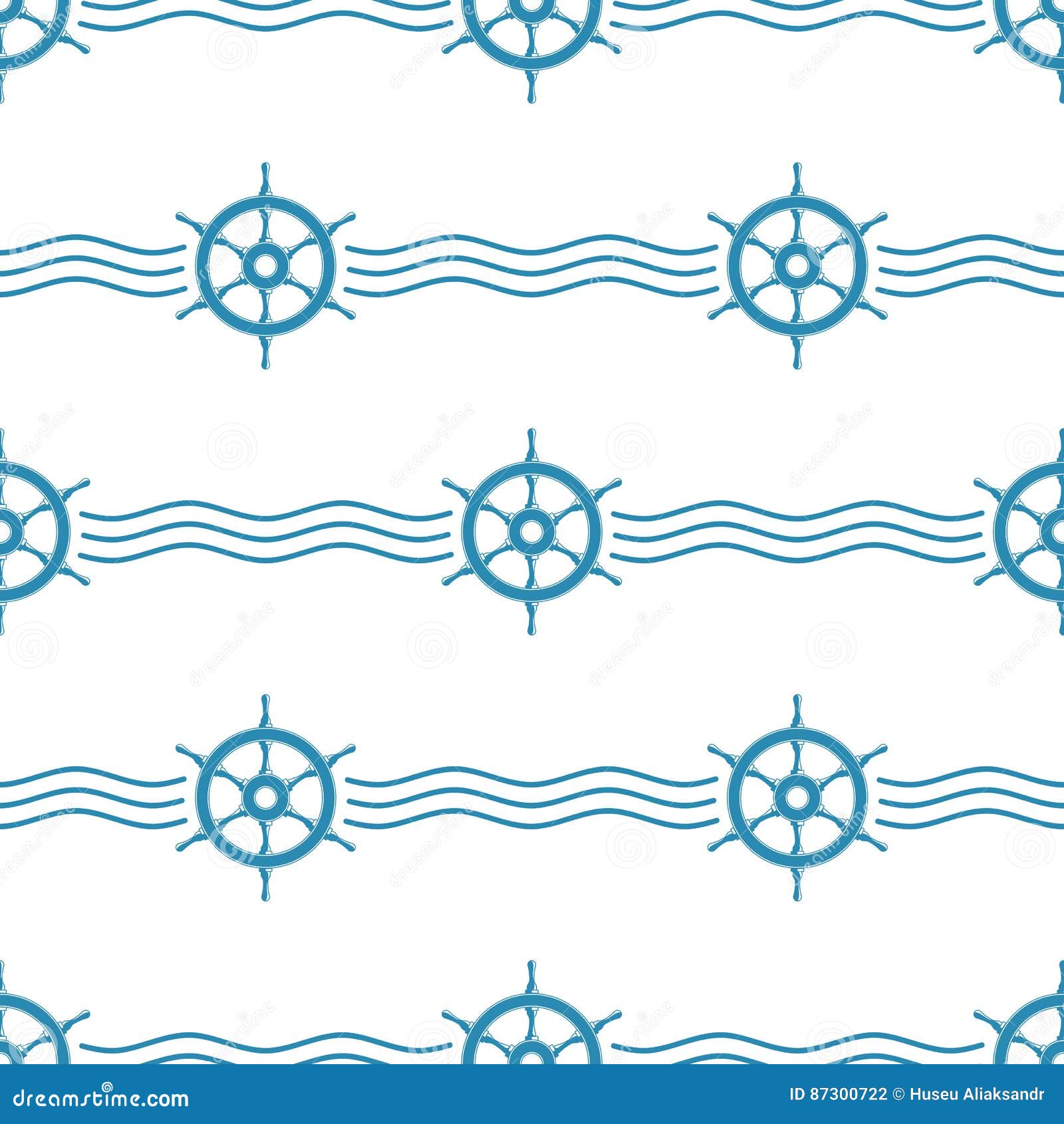 Ship Steering Wheel Seamless Background. Stock Vector Illustration of