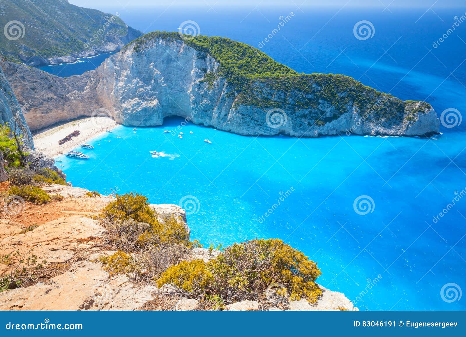 Ship Wreck Beach and Navagio Bay Stock Image - Image of greek, amazing ...