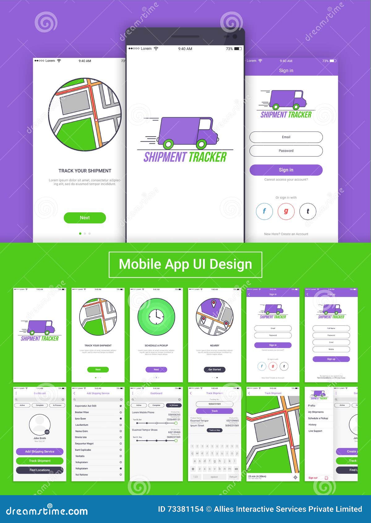 Shipment Tracker Mobile App  UI UX And GUI Stock 