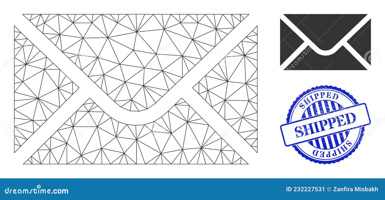 shipped distress seal stamp and web carcass envelope  icon