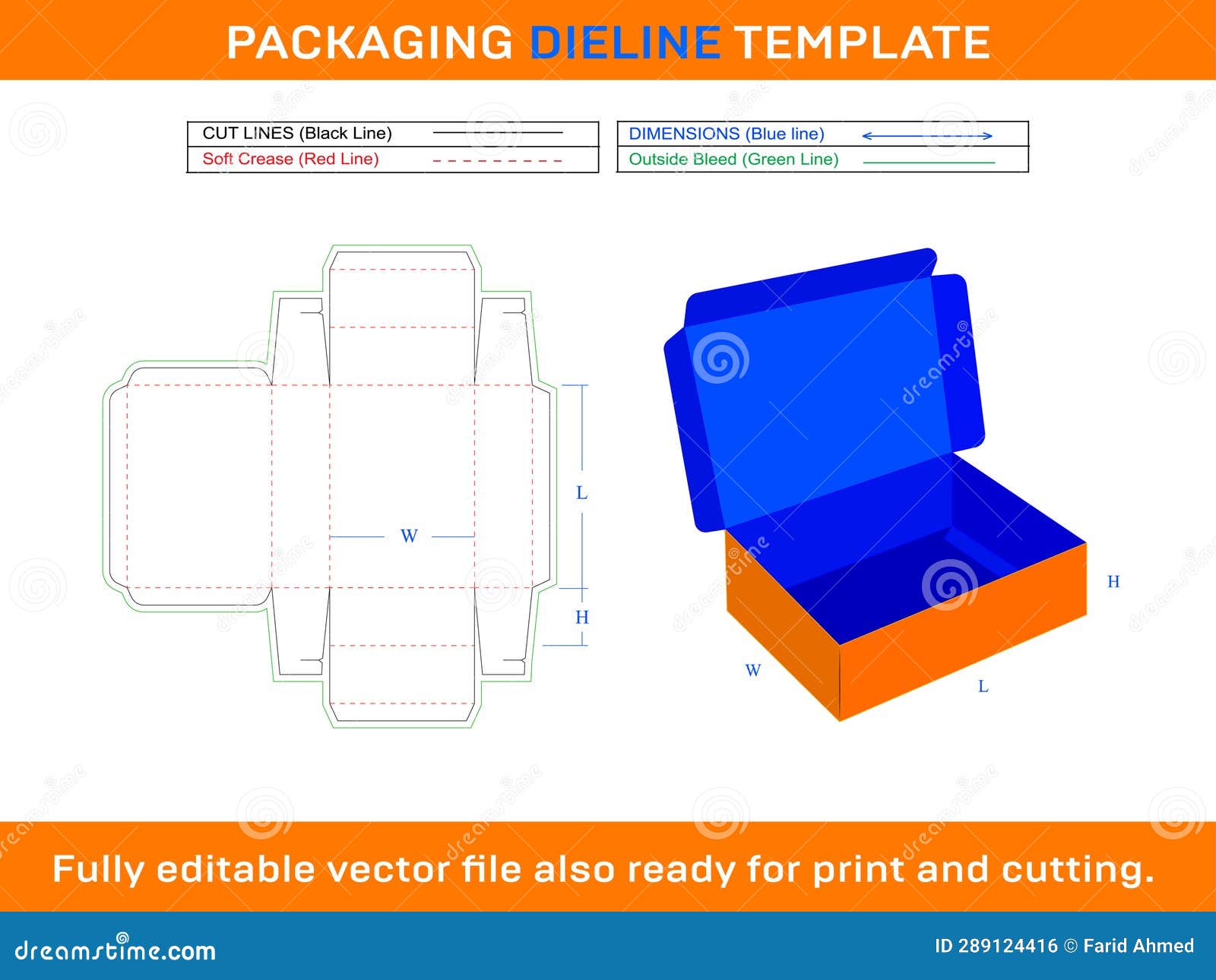 shipping box, rectangle box, rectangular box, dieline template