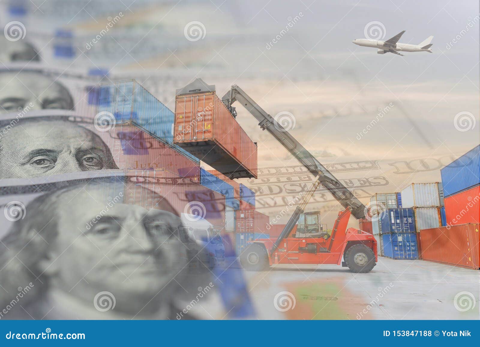 Shipping Business Financial Cargo Import & Export Logistics Stock Photo