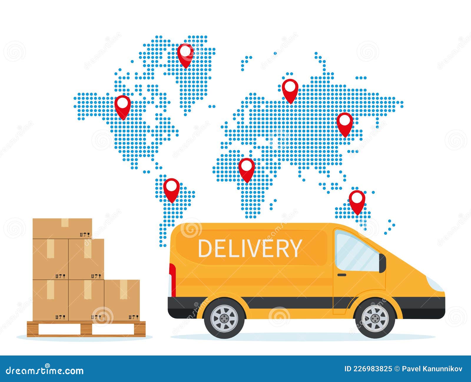 Shipping, Card Vector Illustration. Export, Import Concept Background