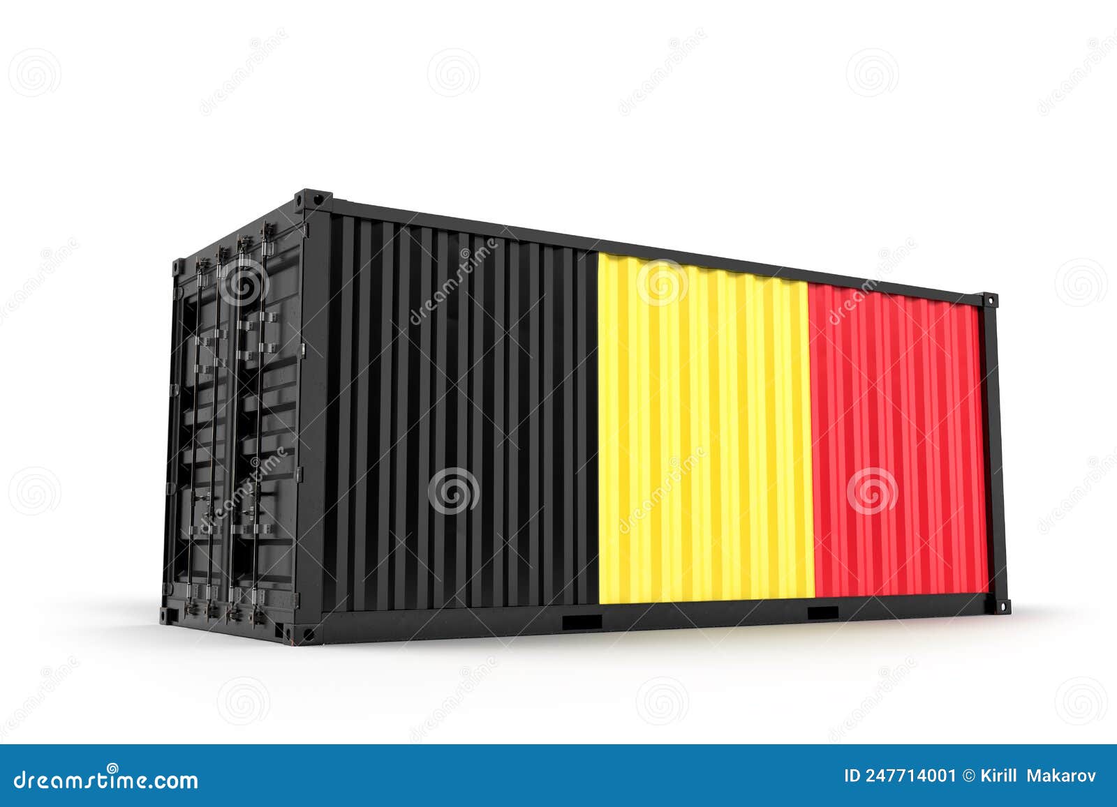 Shipping Cargo Container Textured with Flag of Belgium. Isolated Stock