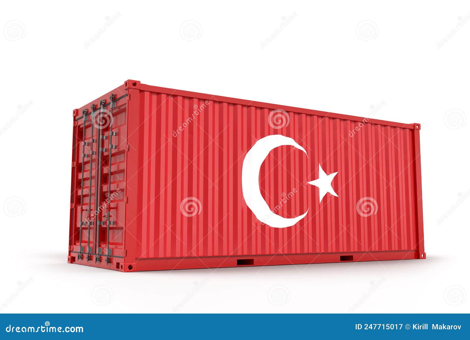 Shipping Cargo Container Textured with Flag of Turkey. Isolated Stock