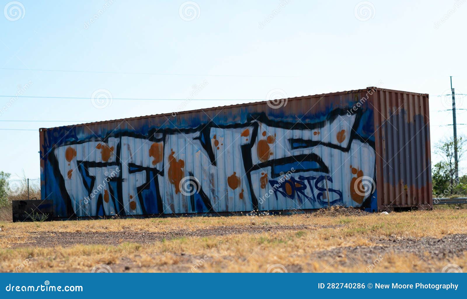 Shipping Container in a Field with Graffiti Editorial Photo Image of