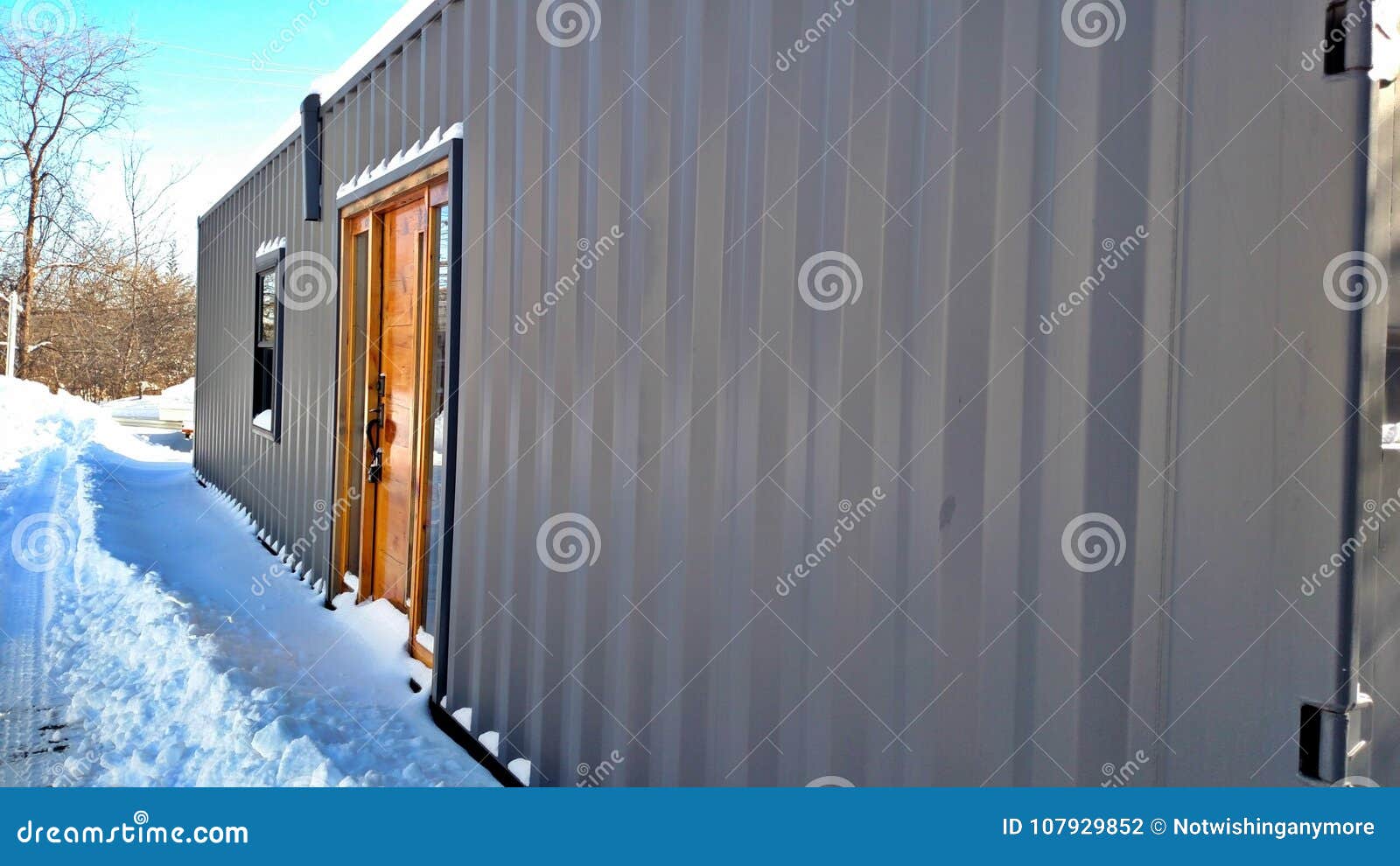 Very Simple, Basic Shipping Container Home Grey Stock Photo Image of homes, reuse 107929852