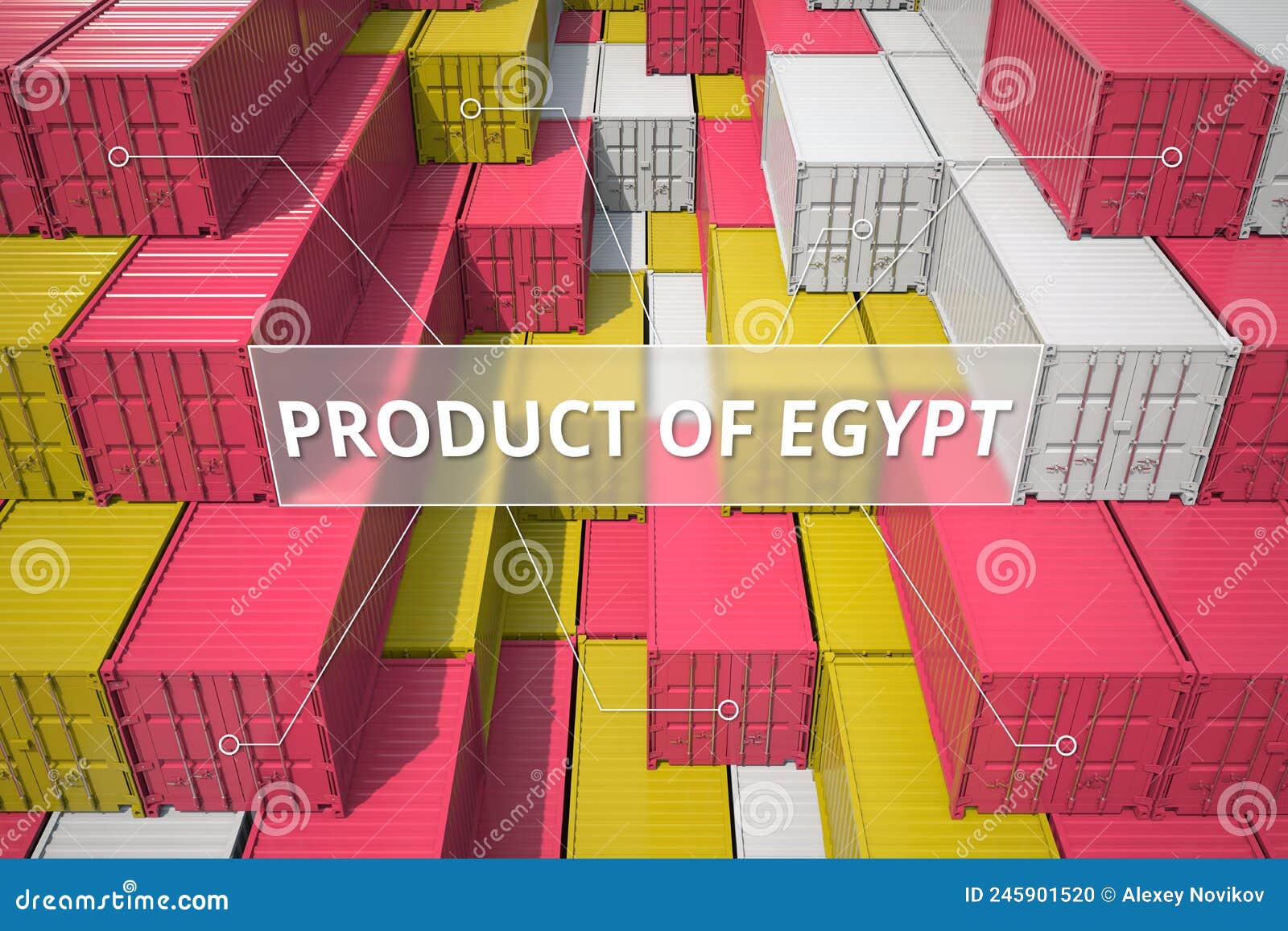 Shipping Containers with Goods from Egypt. Production Related 3D
