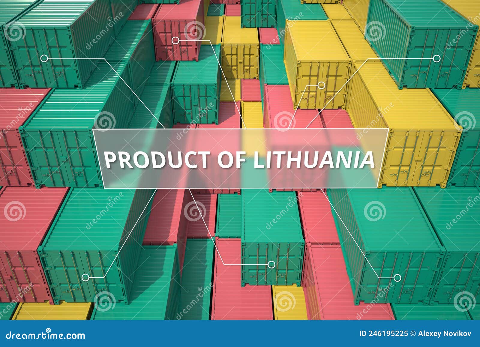Shipping Containers with Goods from Lithuania. Production Related 3D