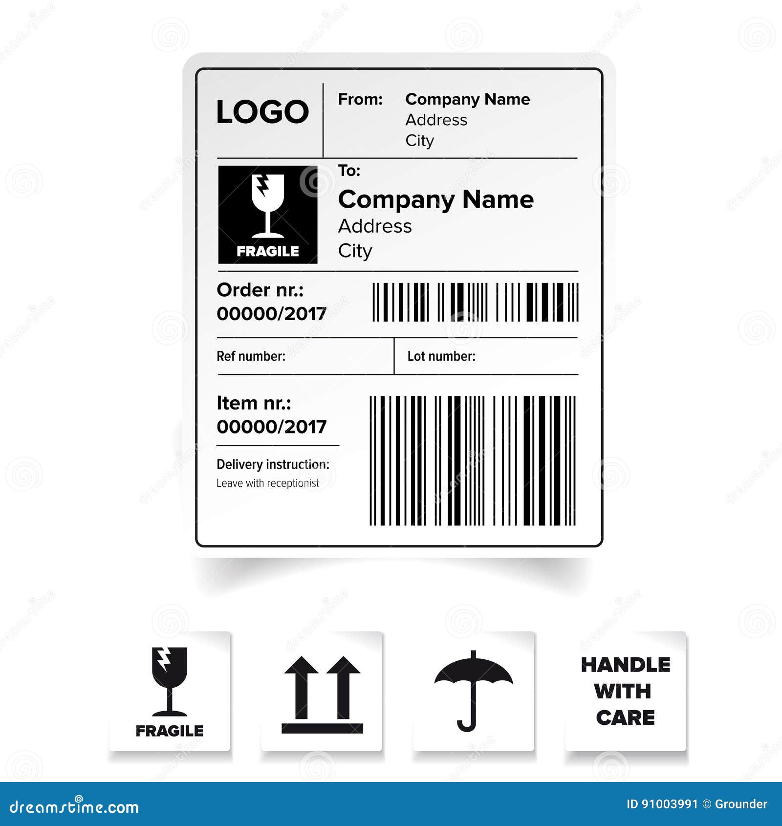 Shipping label template stock vector. Illustration of crate - 20 Intended For Moving Box Label Template