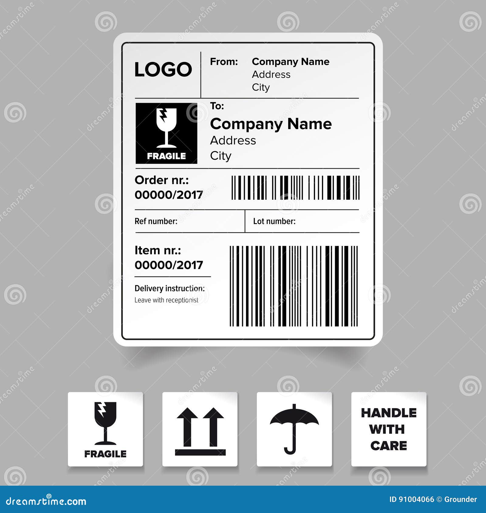 Shipping label template stock vector. Illustration of crate - 23 With Regard To Package Shipping Label Template