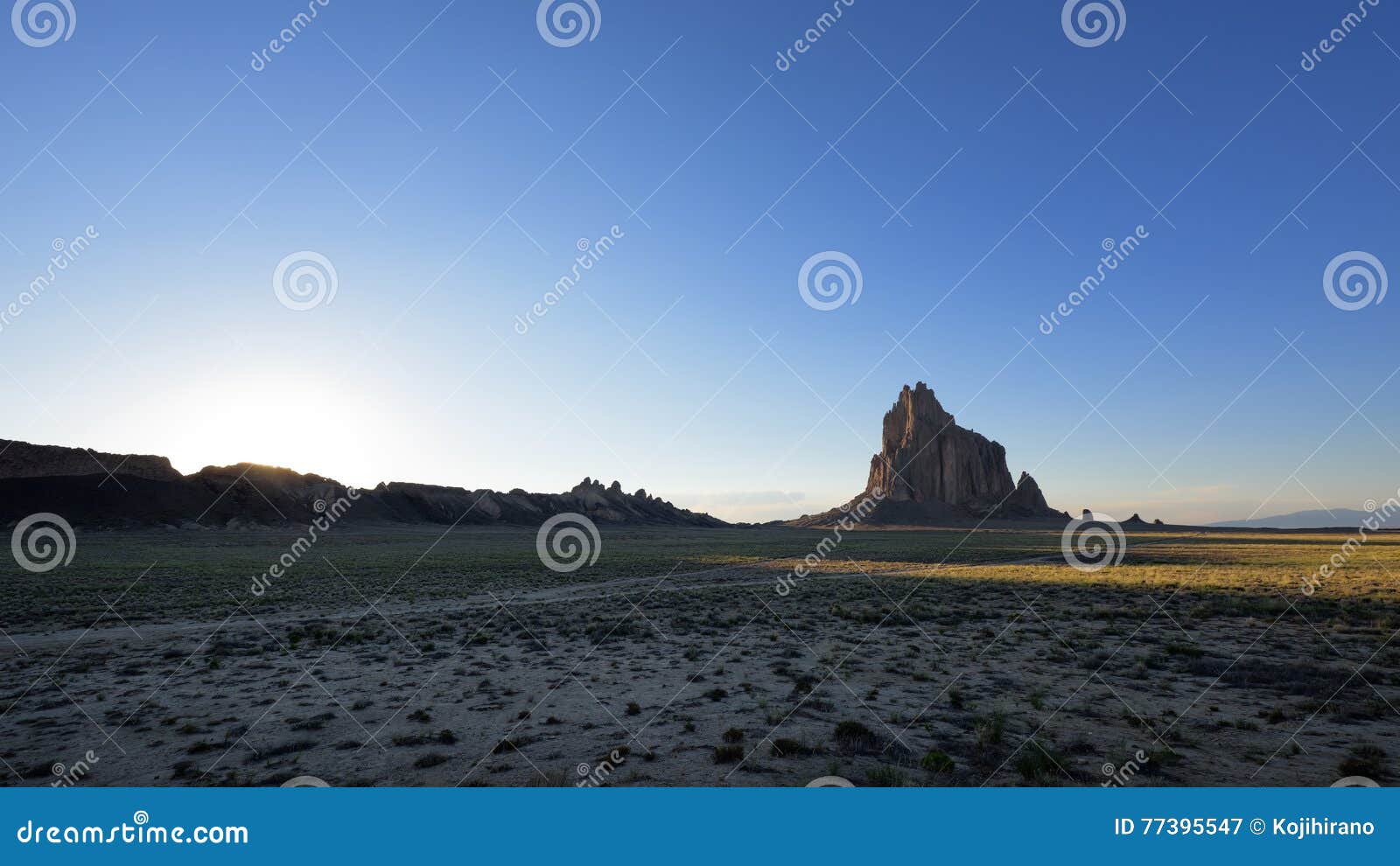 Shiprock at Sunset stock image. Image of navajo, clear 77395547