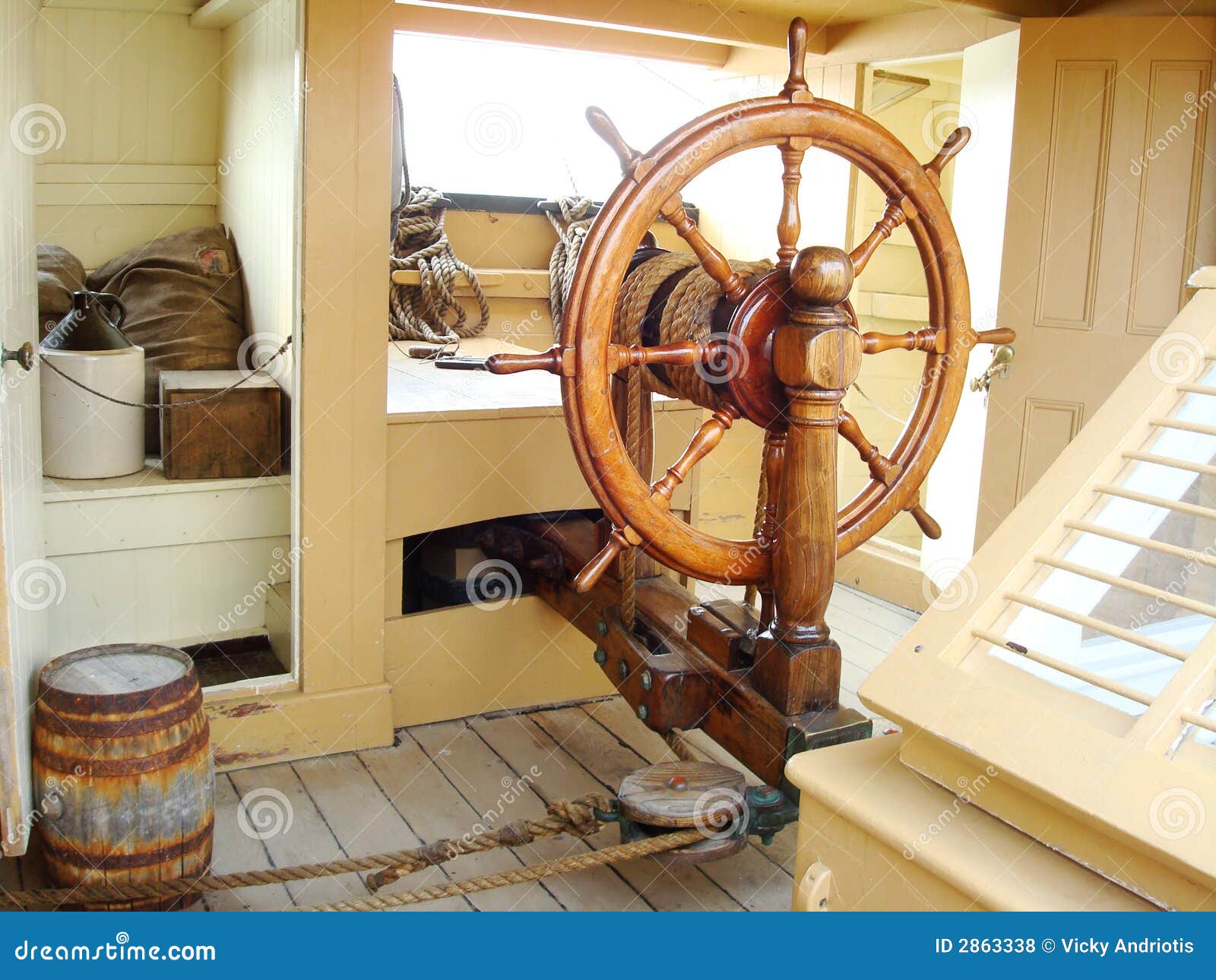 Ships helm wheel stock photo. Image of transportation 2863338
