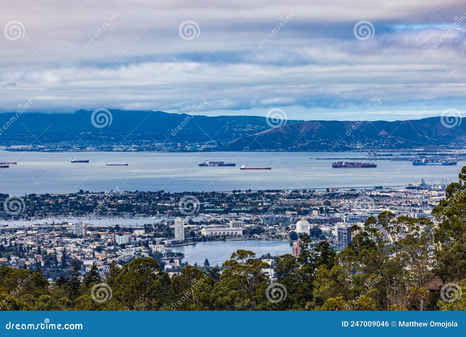 Ships in San Francisco Bay Approaching Oakland California Port Stock ...