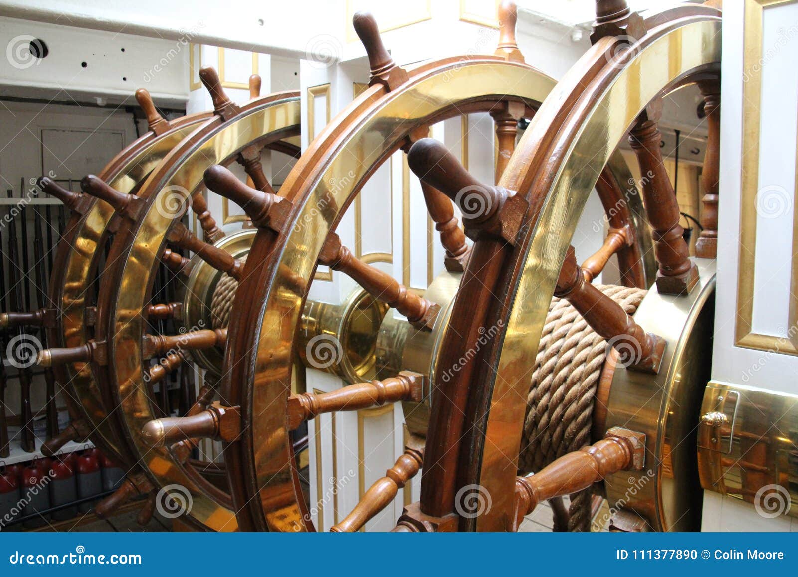 Ships steering wheel stock photo. Image of control, nautical 111377890
