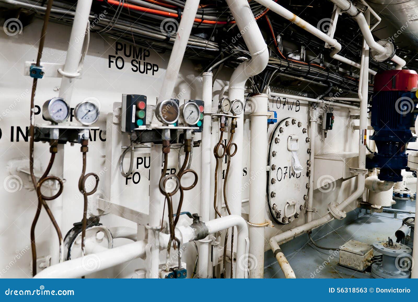 Ships Valves, Main Engine Engineering Interior Stock Image Image of